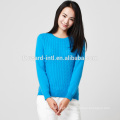low price knitted long sleeve v neck wool cashmere cable sweater